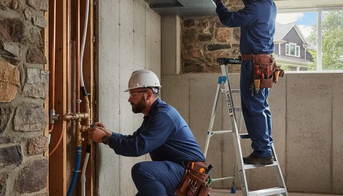Plumbing repair technician in Grand Rapids, MI servicing residential pipes for PlumbingGrandRapidsMI.com
