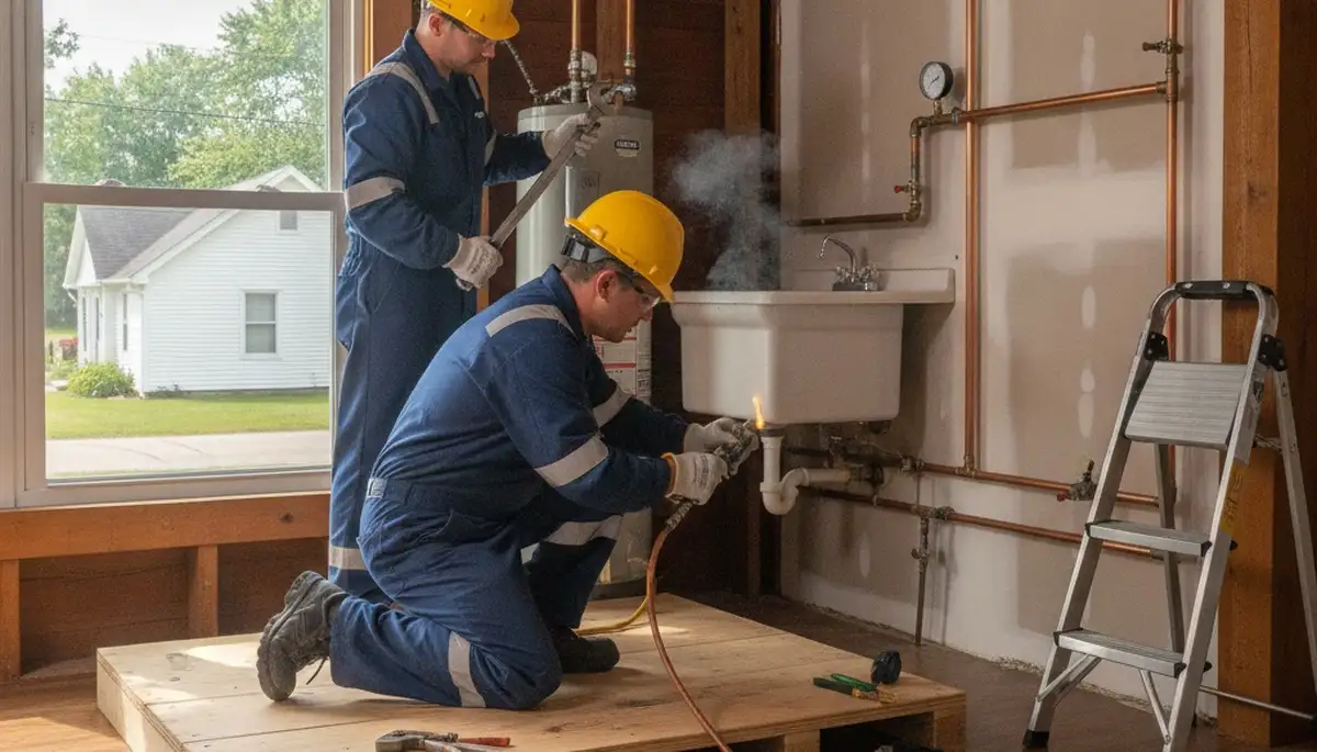 Plumber repairing a leak in Grand Rapids, MI for plumbinggrandrapidsmi.com