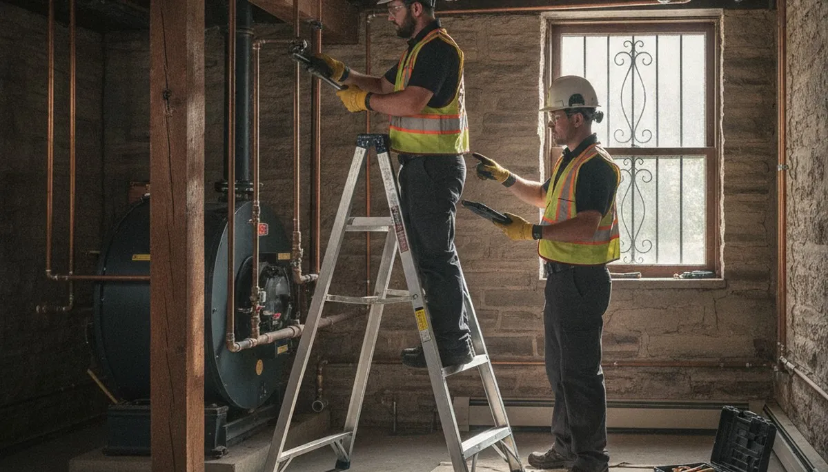 Plumber repairing pipe in Grand Rapids, MI for residential plumbing service