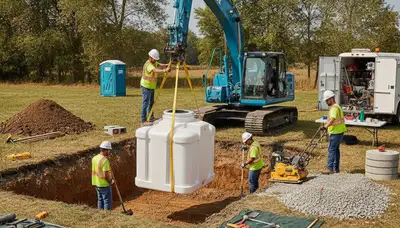 Septic tank installation in Grand Rapids, MI for residential plumbing service and rural lot drainage