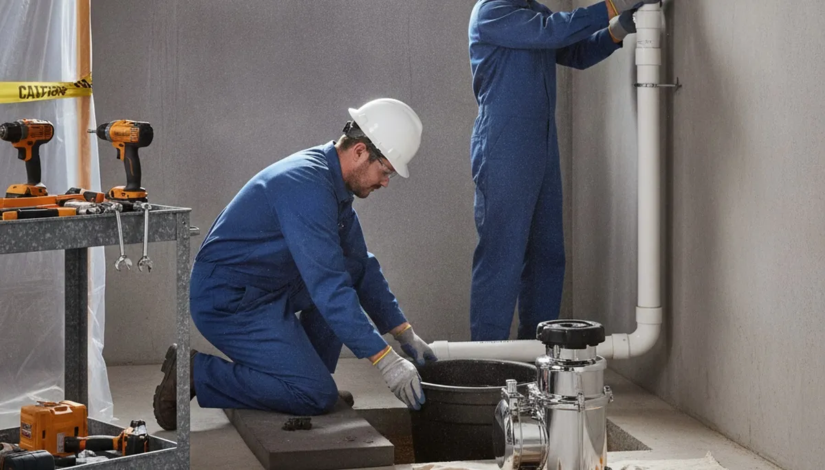 Sump pump installation for Grand Rapids, MI home basement flood protection by On Call Plumbers