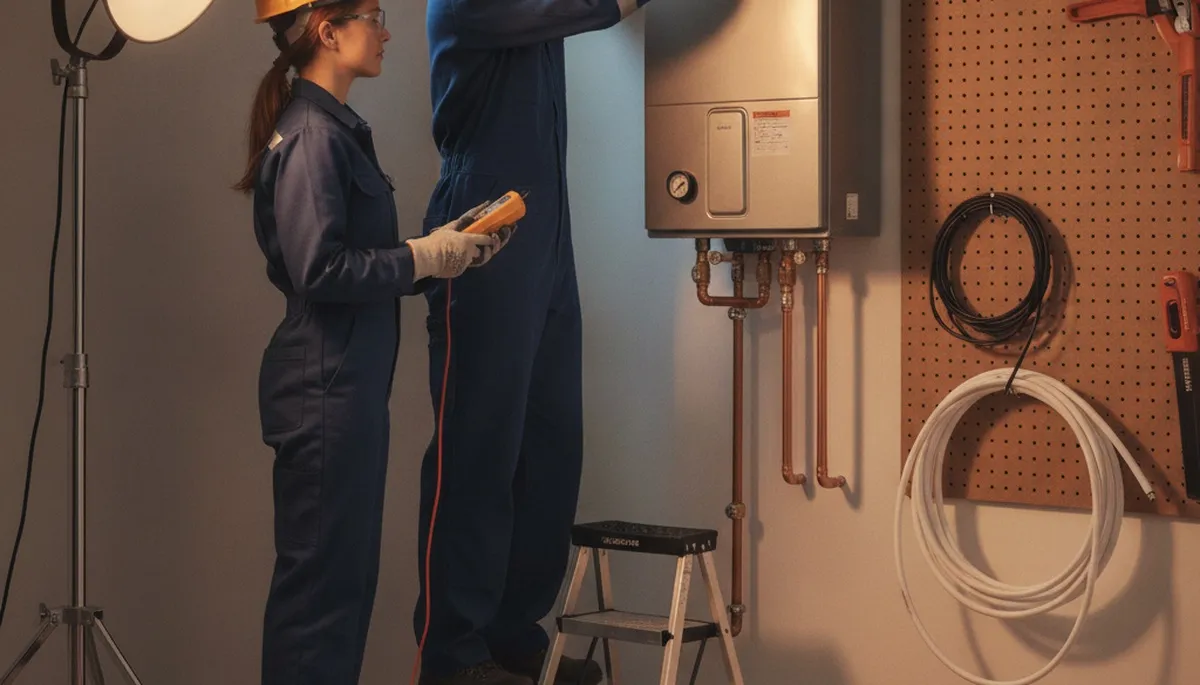 Tankless water heater installation by plumber in Grand Rapids, MI for home service