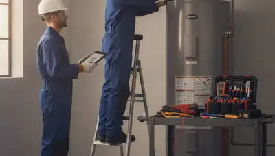 Water heater repair technician servicing a Grand Rapids, MI home